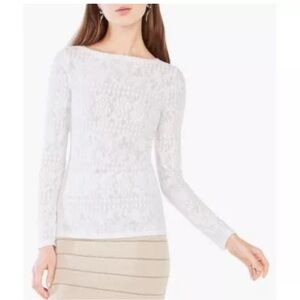 BCBG MAXAZRIA off WHITE WYLIE LONG SLEEVE LACE TOP IIM1X737/B749A SIZE Xs